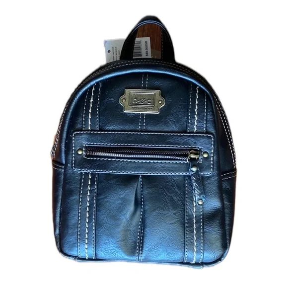 B.O.C Black Mini Embossed Backpack boc Faux Leather Embossed Backpack Purse | eBay main image 2